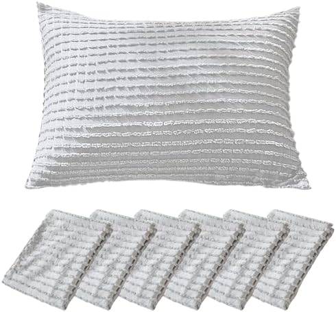 WARMDERN Grey Tufted Pillow Cases Queen Size, 6 Pack, Solid Corlor