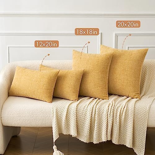 MIULEE Soft Chenille Throw Pillow Covers Gold 20x20 Inch Pack of 2