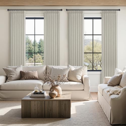 Topfinel Light Grey Pinch Pleated Linen Curtains 105 Inch Length 2