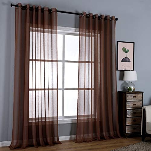 vctops Solid Sheer Window Curtains for Bedroom 96 inches Long Linen