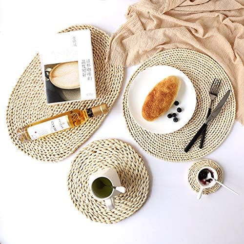 Round Woven Placemat Natural Corn Husk Placemat Handmade Straw Braided