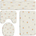 4pcs Beige Floral Bath Mat Set,Cute Daisy Colorful Flower Spring