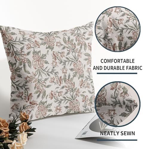 Robvobe Floral Block Print Pillow Covers 18x18 Set of 2 Vintage Flower