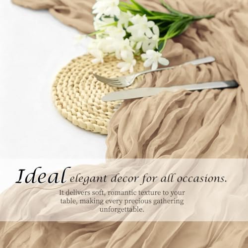 12 Pack Beige Cheesecloth Table Runner 17x128 Inch Boho Home Decor
