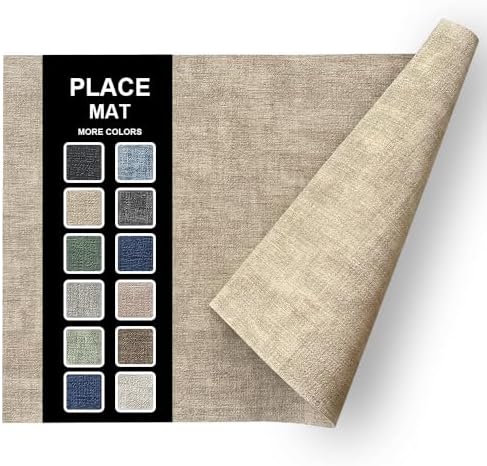 Place Mats Set of 4, Light Gray Leather Table Mats, Washable
