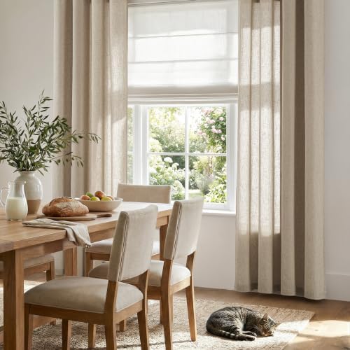 jinchan Linen Curtains 84 Inch Light Filtering Grommet 2 Panels Taupe