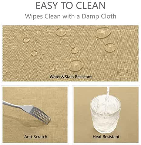 Veblandy Faux Linen Rectangle Tablecloth Waterproof 52x70 inch Table