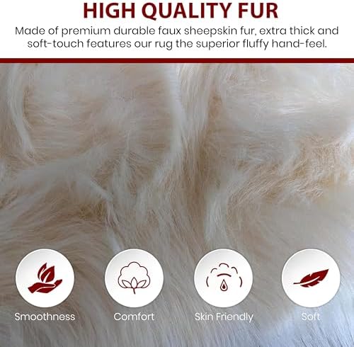 LAMBZY Faux Sheepskin Bedspread, King 120''x115'', Cream
