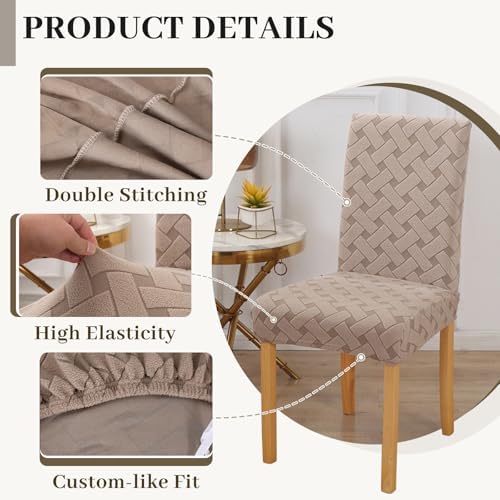 Rakila Jacquard Dining Washable Chair Covers Set of 6 Removable