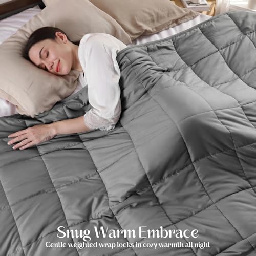 Smart Queen Weighted Blanket 10lbs (48”x72”,Grey) Twin Size Soft