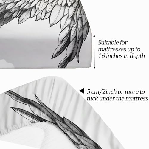 Fitted Sheet 3 Pieces Twin XL Size White Gray, Deep Pocket for 8" to
