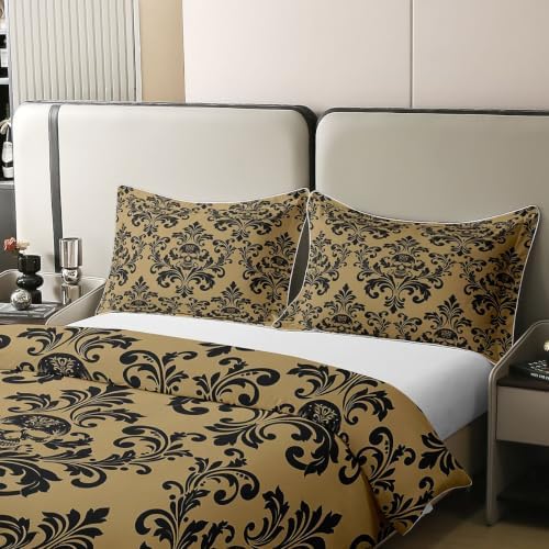 Castle Fairy Damask Skull 100% Cotton Duvet Cover Set Neutral Vintage