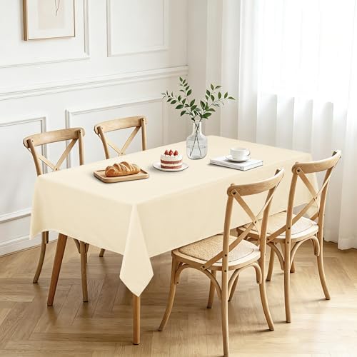 Hiasan Jacquard Textured Rectangle Tablecloth 54x108 Inch, Champagne