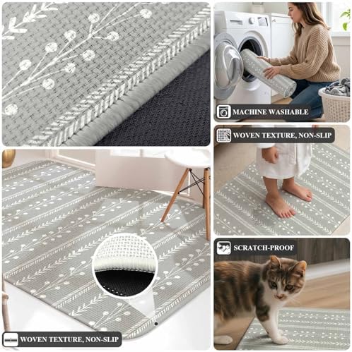 Long Bathroom Runner Rug, Modern Minimalist Absorbent Non Slip