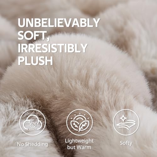 Fluffy Faux Fur Bubble Throw Blanket, 60'' x 80'', Tie-Dye Brown