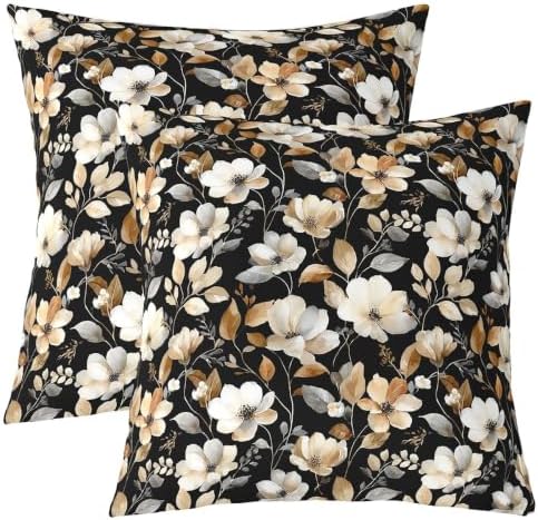 Feelyou Kids Vintage Dark Floral Throw Pillow Covers Set of 2 22"x22"