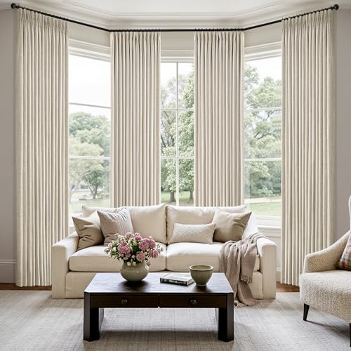 MIULEE Pinch Pleated Thick Linen Curtains 40x84 Inches Oatmeal 4