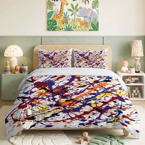 King Duvet Cover Set Soft Microfiber Graffiti Lines