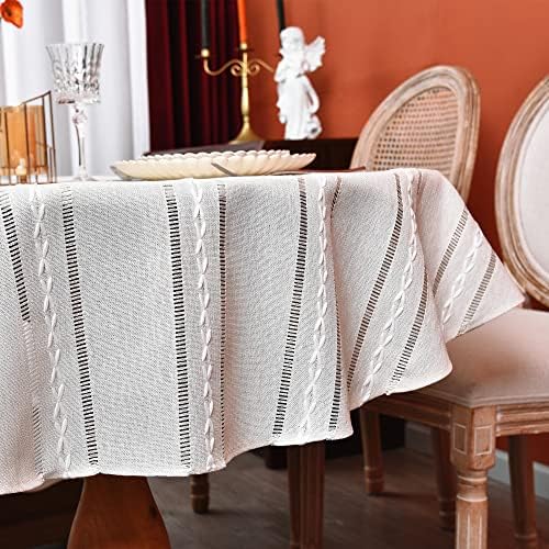 Boho Oval Tablecloth 60 x 120 Inches, Farmhouse Striped Washable