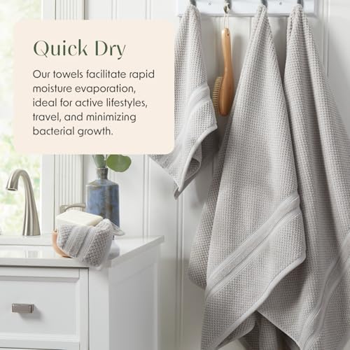 Springtree Home 100% Cotton Bath Towel Set | 4-Pack | Textured | Grey