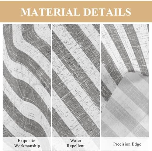 Farmhouse Gray Geometric Line Waterproof Tablecloth for Rectangle