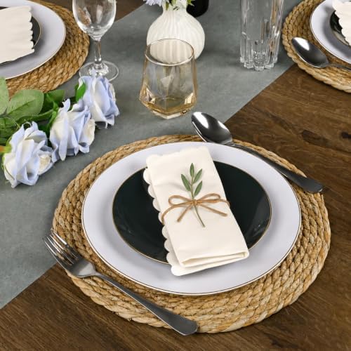 Set of 8 Round Woven Placemats, 13 Inch Rattan Chargers for Dinner