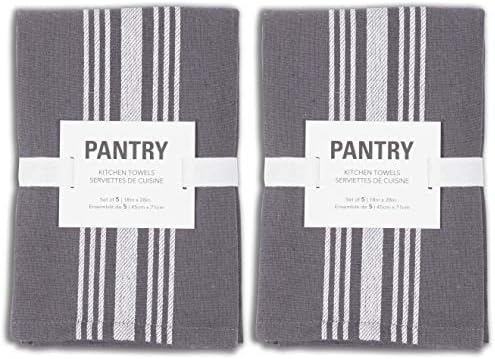 KAF Home Soho Kitchen Dish Towels - Set of 10, 18 x 28 Inch (Charcoal)