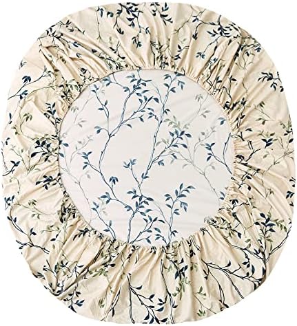 JSD Beige Leaves Printed Full Sheet Set Extra Deep Pocket