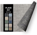 Place Mats Set of 4, Light Gray Leather Table Mats, Washable