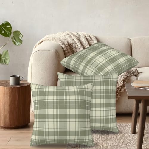 KiuLoam Sage Green Buffalo Plaid Tartan Print Pillow Covers 22x22 Inch