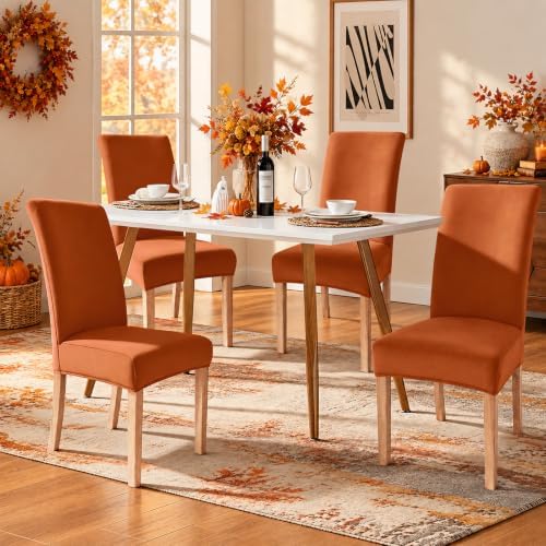 Smiry Velvet Stretch Dining Chair Covers, Parsons Chair Slipcovers Set