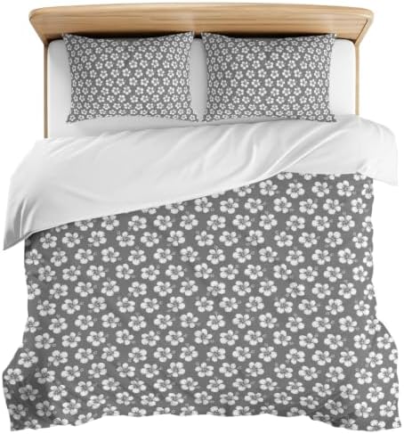 3 Pieces Bedding Set Queen Size, Flower Petal Soft Duvet Covers Set