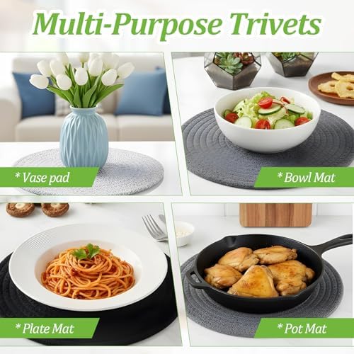 10-Inch Large Trivets for Hot Dishes, Set of 6, Heat Resistant Pot