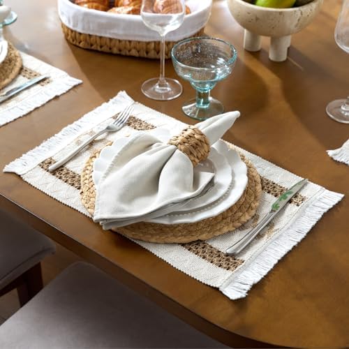 YANGQIHOME Boho Placemats Set of 4, Farmhouse Rustic Woven Placemats