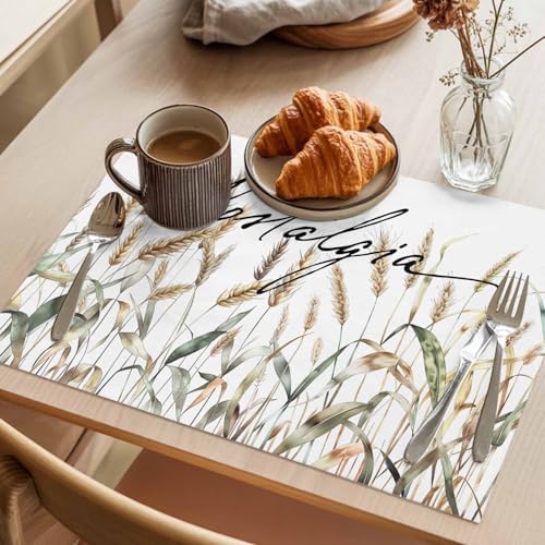 Placemats Set of 8, Pastoral Botanical Woven Placemat, Linen Place