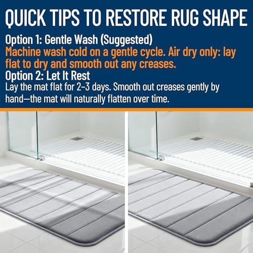 OLANLY Memory Foam Large Bath Mat 40x24, Super Soft Absorbent Bathroom