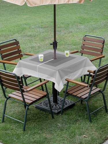 Square 60"x60" Patio Tablecloth with Umbrella Hole, 3D Optical