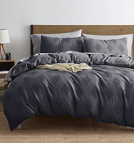 Nestl Boho Bedding Queen Tufted Duvet Cover Set with Quilted Down