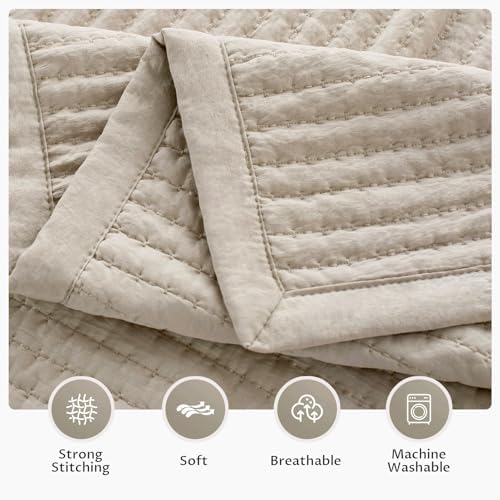 KASENTEX Oversized King Quilt Set 112x106, Soft Washed 3-Layer