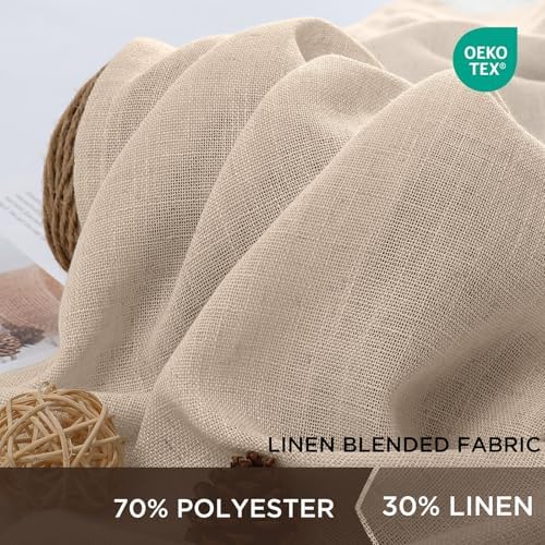 CUCRAF Natural Beige Linen Non See Through Semi Sheer Privacy Curtains