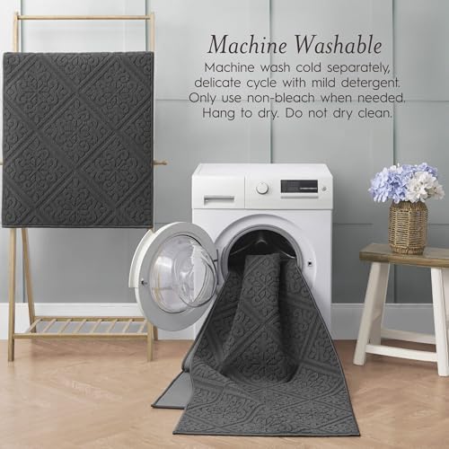 Laura Ashley Hi-Low Tufted 26" x 60" Washable Skid-Resistant Runner
