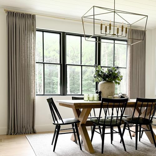 TWOPAGES Pinch Pleated Linen Curtain, Dim Grey, 40W x 108L, 1 Panel