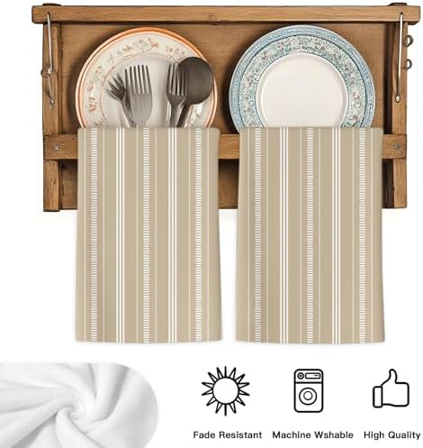 Boho Beige Kitchen Towels Set of 3, Absorbent Dish Towels for Kitchen