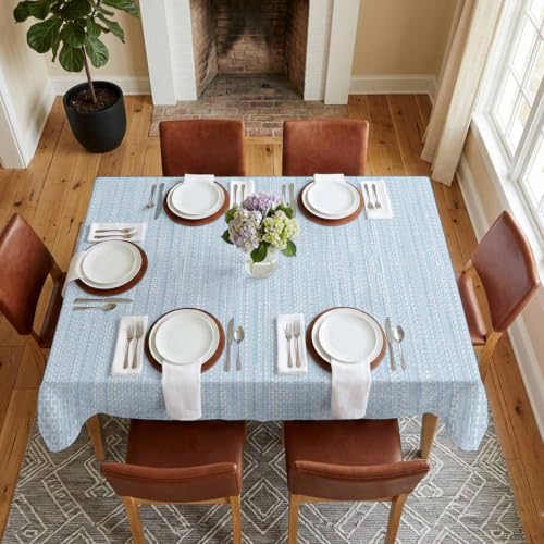 Modern Boho Rectangle Tablecloth, Solid Color Linen Texture Beige