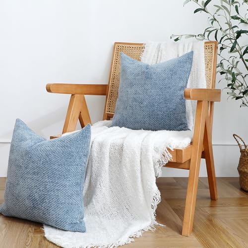 Stellhome Pack of 2 Chenille Neutral Decorative Throw Pillow Covers
