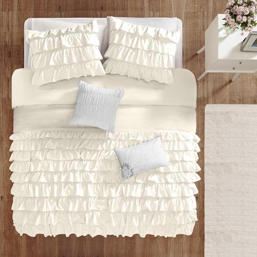 3-Piece Waterfall Ruffle Duvet Cover Set – 550 TC Egyptian Cotton