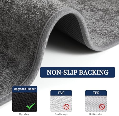 YIHOUSE Dark Gray Bathroom Rugs Sets 2 Piece, Ultra Thin Bath Mat