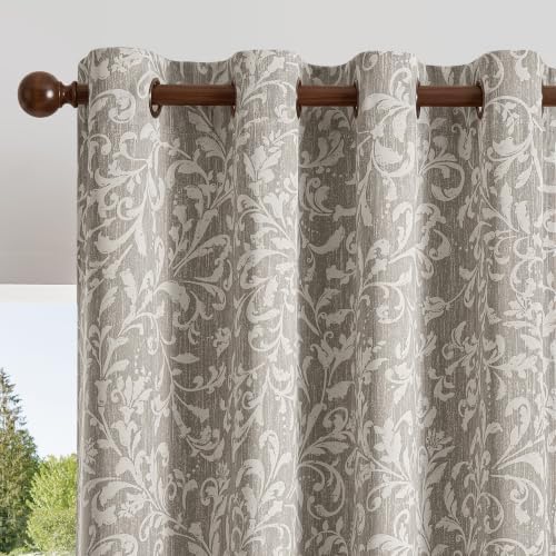 jinchan Taupe Grey Blackout Curtains 84 Inch Farmhouse Grommet 2