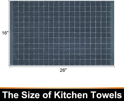 Mordimy Cotton Terry Checkered Kitchen Towels, 16"x 26", 4 Pack, Grey