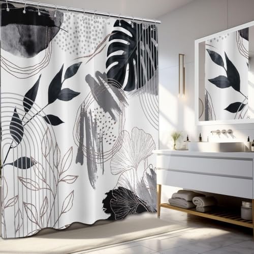 Charcoal Grey and White Shower Curtain, 72x72 in